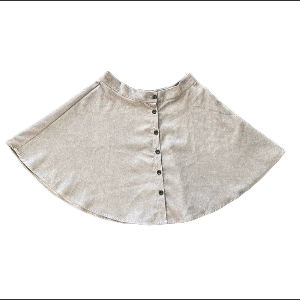 SzL SHEIN Light Grey Fine Corduroy A line button front skirt VVGUC
